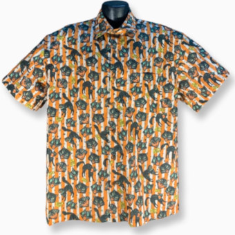 Black Cats Hawaiian Shirt- Made in USA- 100% Cotton